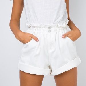 White paperbag shorts